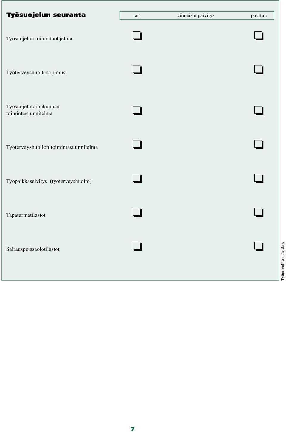 toimintasuunnitelma Työterveyshuollon toimintasuunnitelma