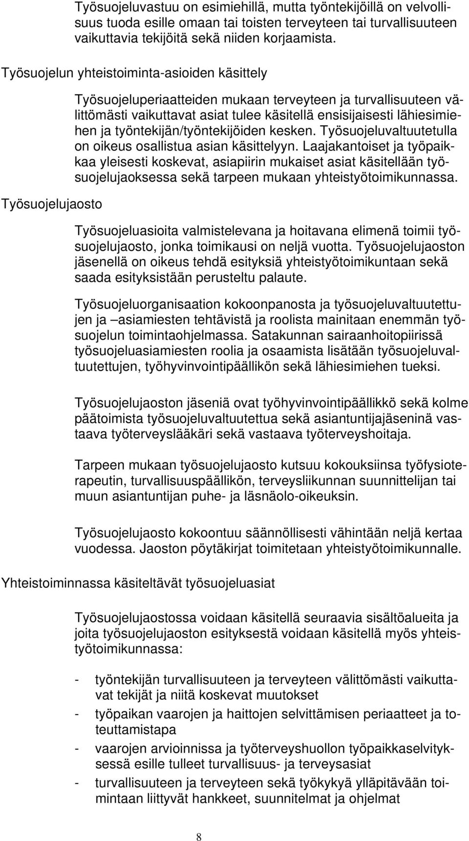 ja työntekijän/työntekijöiden kesken. Työsuojeluvaltuutetulla on oikeus osallistua asian käsittelyyn.