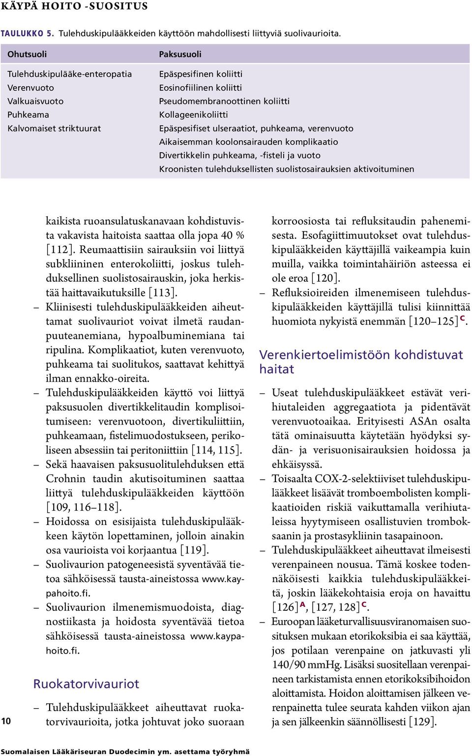 Kollageenikoliitti Epäspesifiset ulseraatiot, puhkeama, verenvuoto Aikaisemman koolonsairauden komplikaatio Divertikkelin puhkeama, -fisteli ja vuoto Kroonisten tulehduksellisten suolistosairauksien