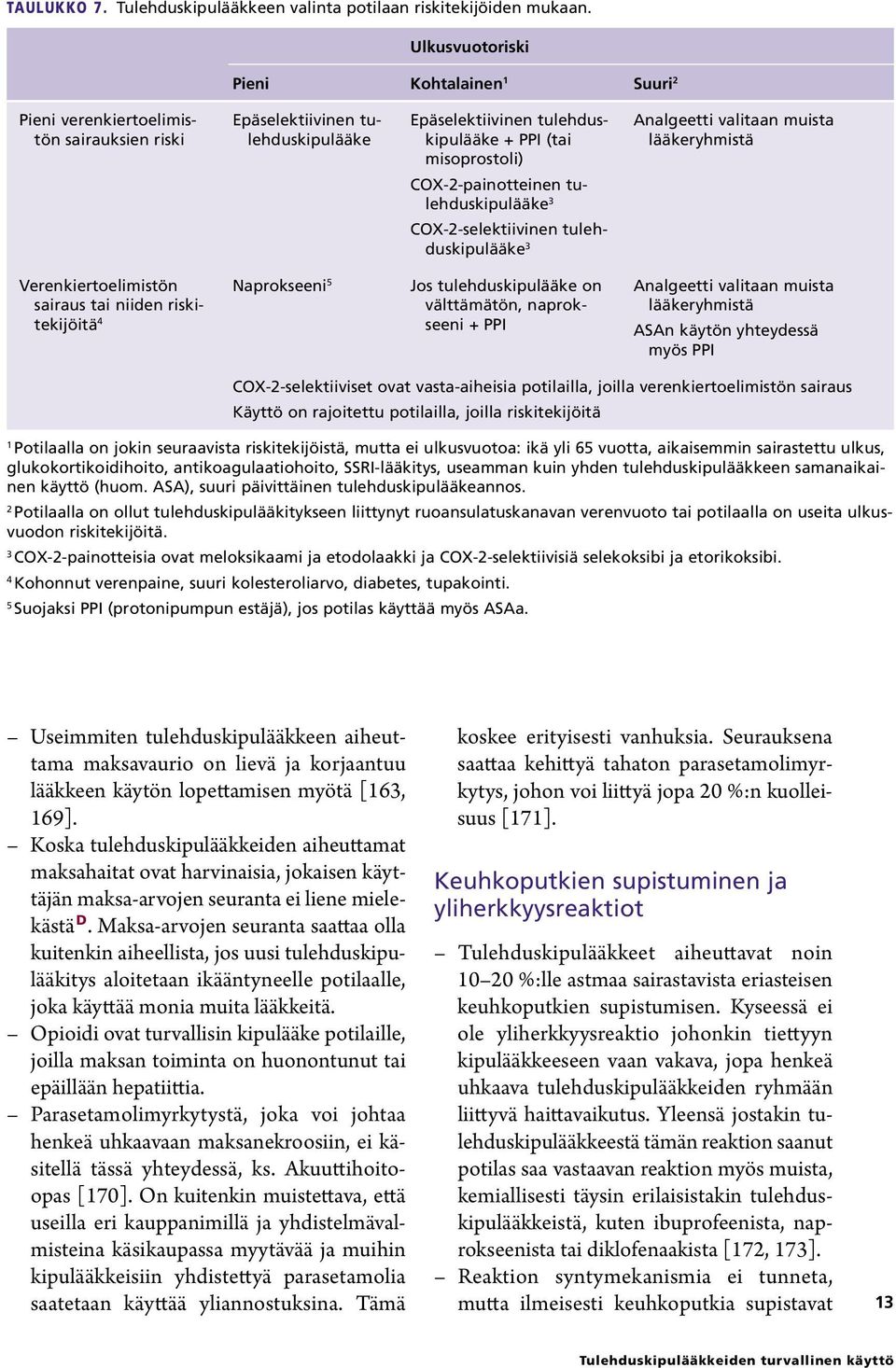 COX-2-painotteinen tulehduskipulääke 3 COX-2-selektiivinen tulehduskipulääke 3 Analgeetti valitaan muista lääke ryhmistä Verenkiertoelimistön sairaus tai niiden riskitekijöitä 4 Naprokseeni 5 Jos