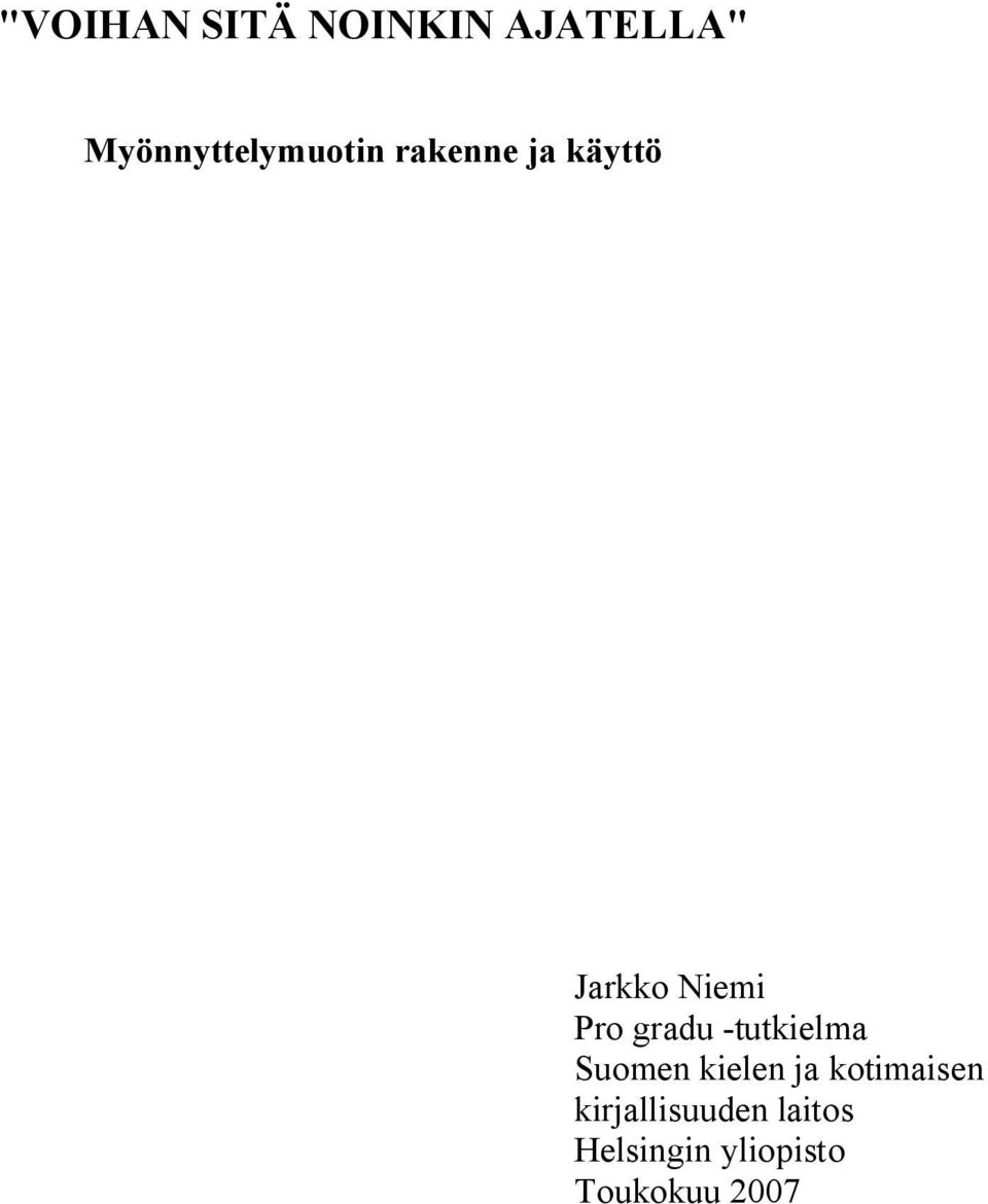 Niemi Pro gradu -tutkielma Suomen kielen ja