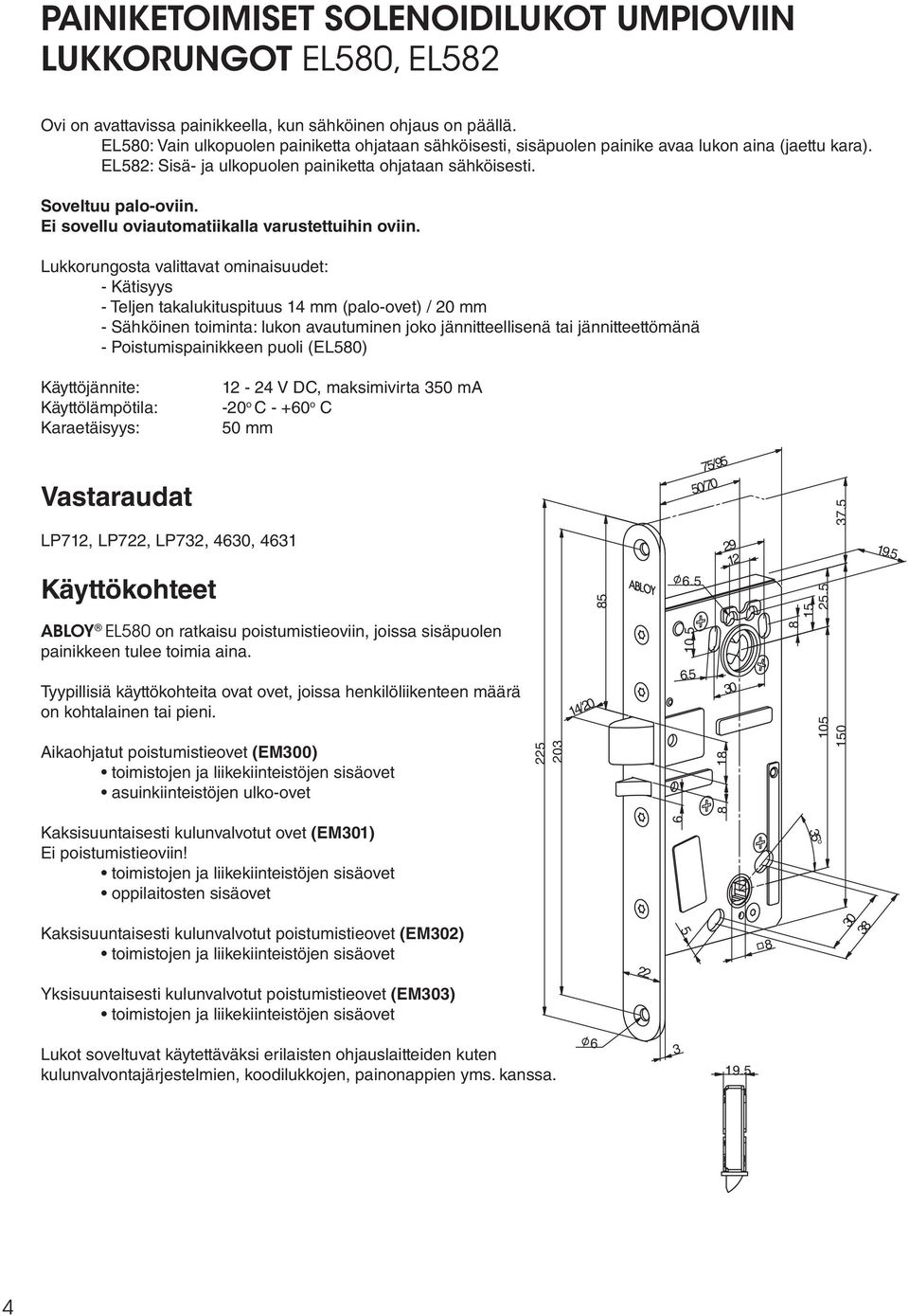 Ei sovellu oviautomatiikalla varustettuihin oviin.