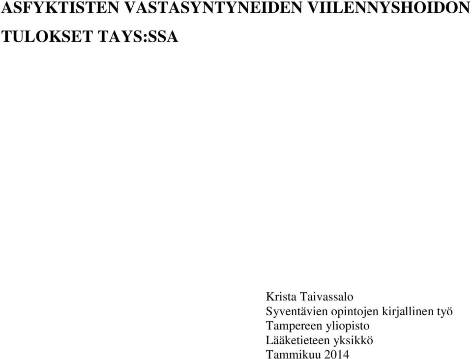 Taivassalo Syventävien opintojen