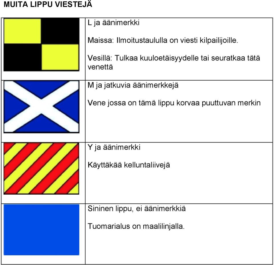 Vesillä: Tulkaa kuuloetäisyydelle tai seuratkaa tätä venettä M ja jatkuvia