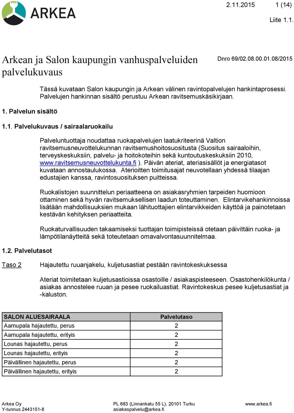 1. Palvelukuvaus / sairaalaruokailu 1.2.