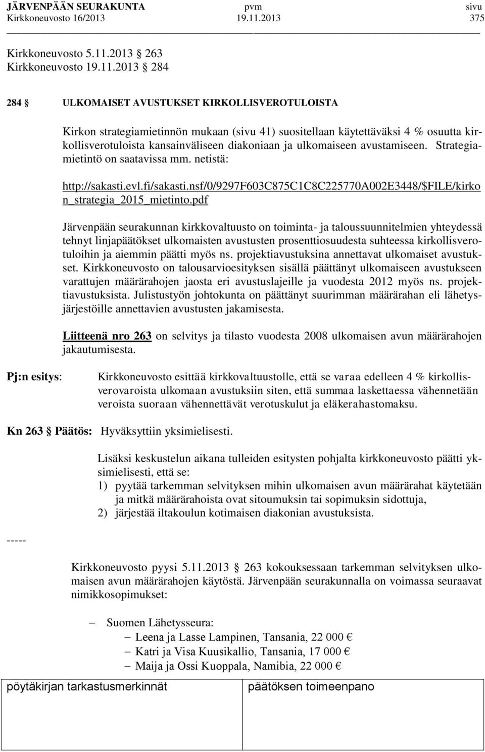 2013 263 Kirkkoneuvosto 19.11.