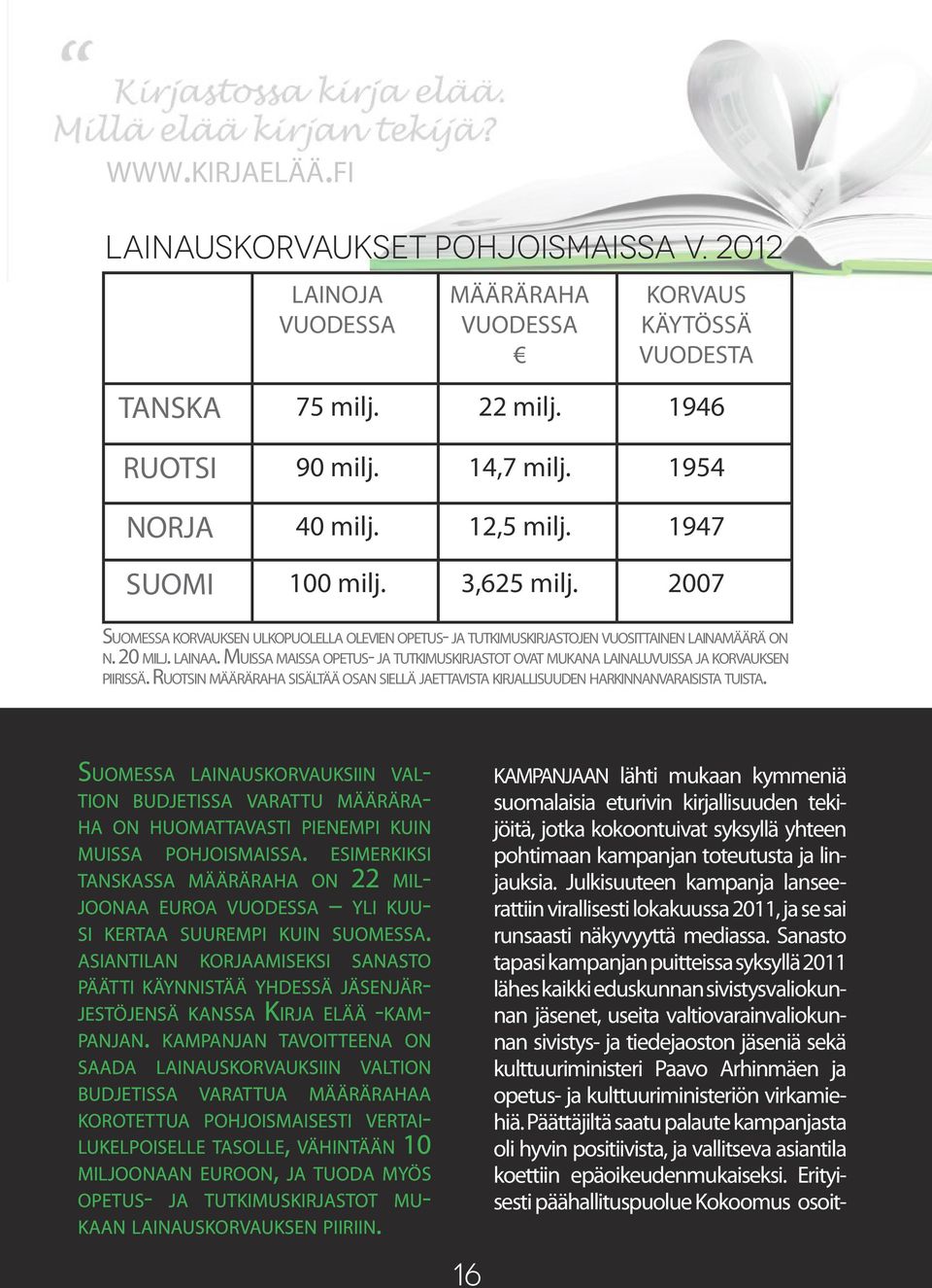 Muissa maissa opetus- ja tutkimuskirjastot ovat mukana lainaluvuissa ja korvauksen piirissä. Ruotsin määräraha sisältää osan siellä jaettavista kirjallisuuden harkinnanvaraisista tuista.