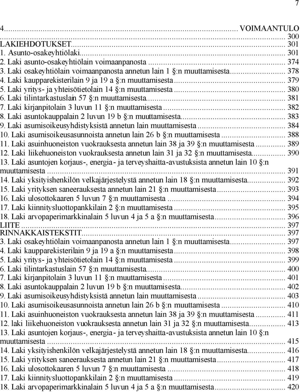 Laki kirjanpitolain 3 luvun 11 :n muuttamisesta... 382 8. Laki asuntokauppalain 2 luvun 19 b :n muuttamisesta... 383 9. Laki asumisoikeusyhdistyksistä annetun lain muuttamisesta... 384 10.