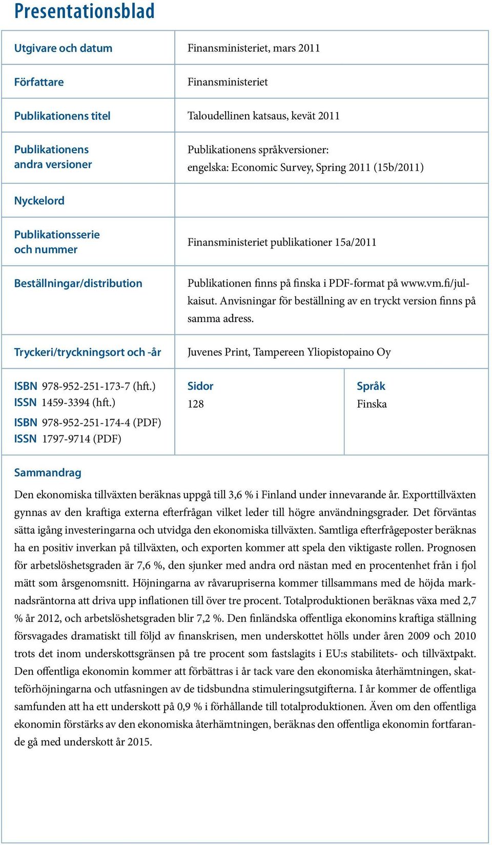 finska i PDF-format på www.vm.fi/julkaisut. Anvisningar för beställning av en tryckt version finns på samma adress.