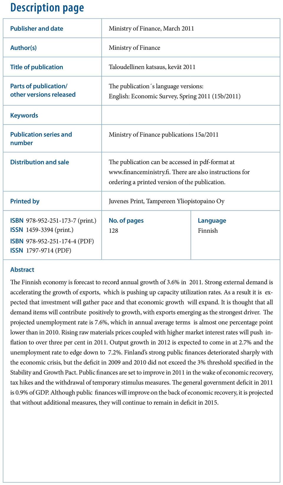 publication can be accessed in pdf-format at www.financeministry.fi. There are also instructions for ordering a printed version of the publication.