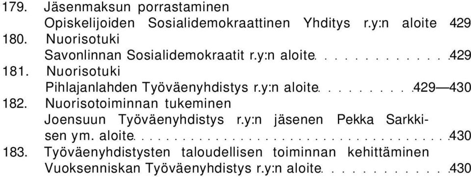 Nuorisotuki Pihlajanlahden Työväenyhdistys r.y:n aloite 429 430 182.