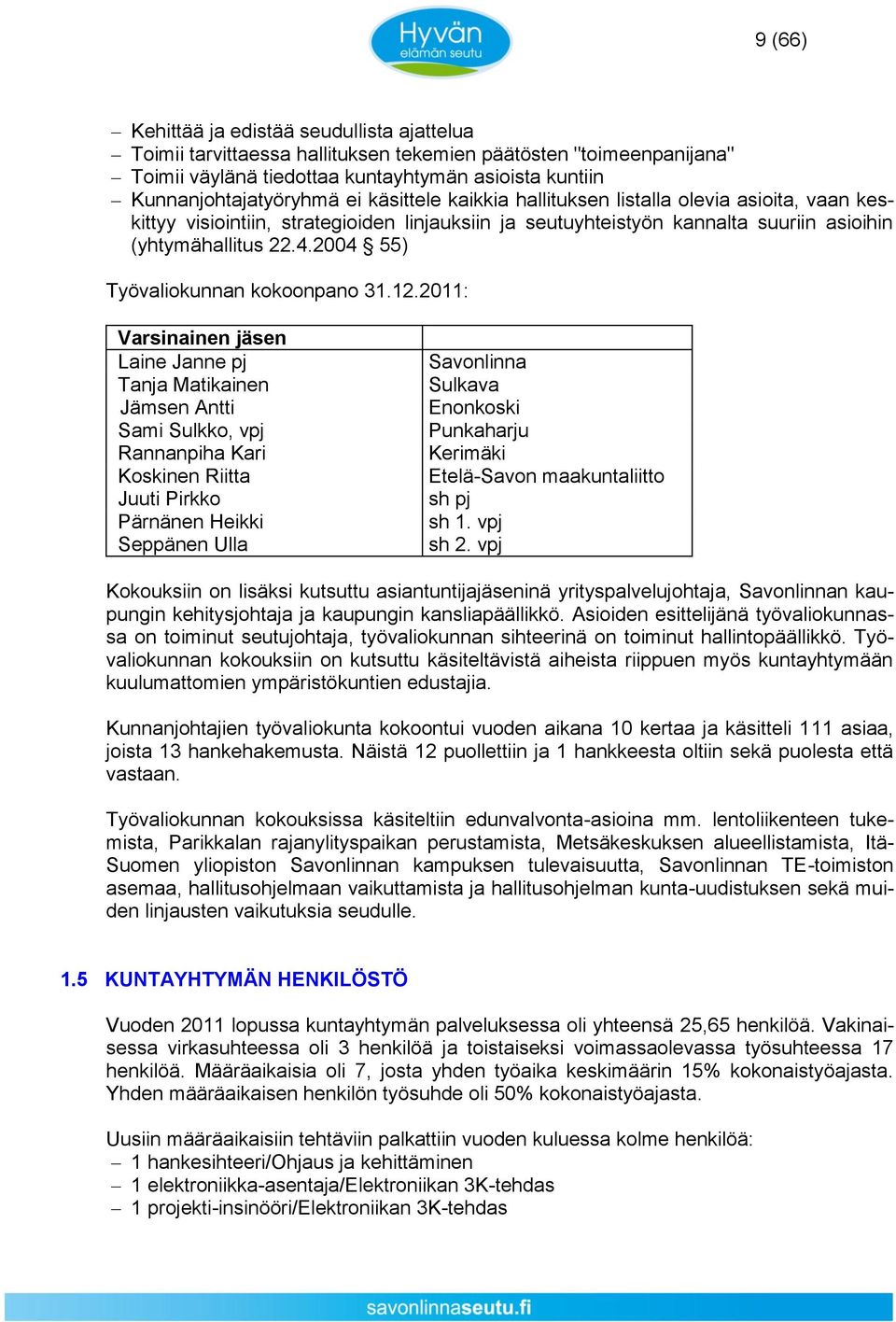 2004 55) Työvaliokunnan kokoonpano 31.12.