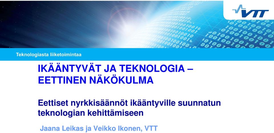 ikääntyville suunnatun teknologian