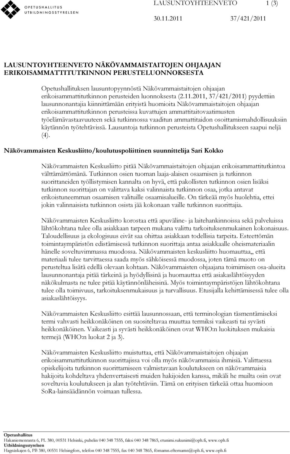 perusteiden luonnoksesta (2.11.