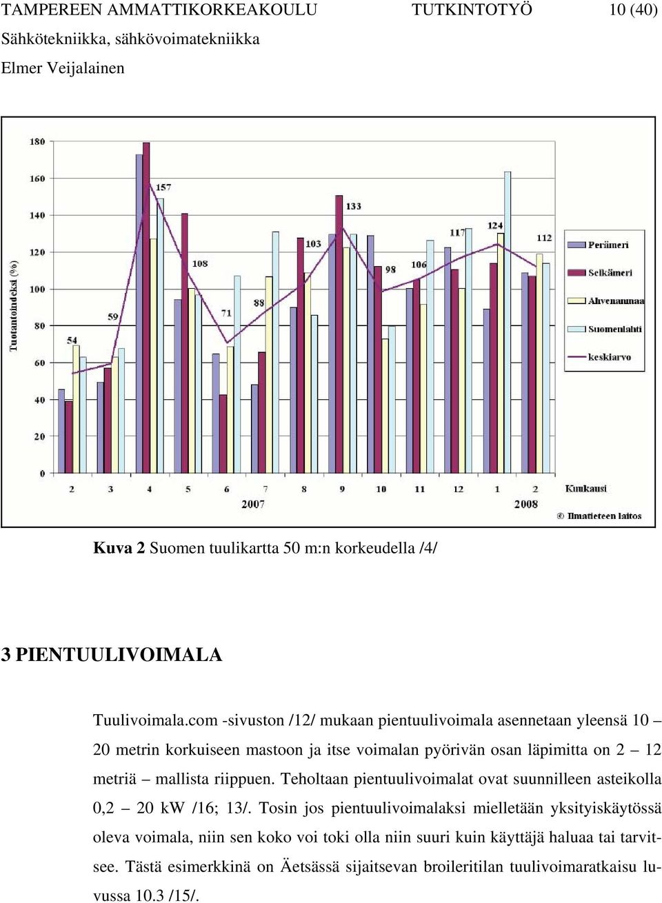 mallista riippuen. Teholtaan pientuulivoimalat ovat suunnilleen asteikolla 0,2 20 kw /16; 13/.