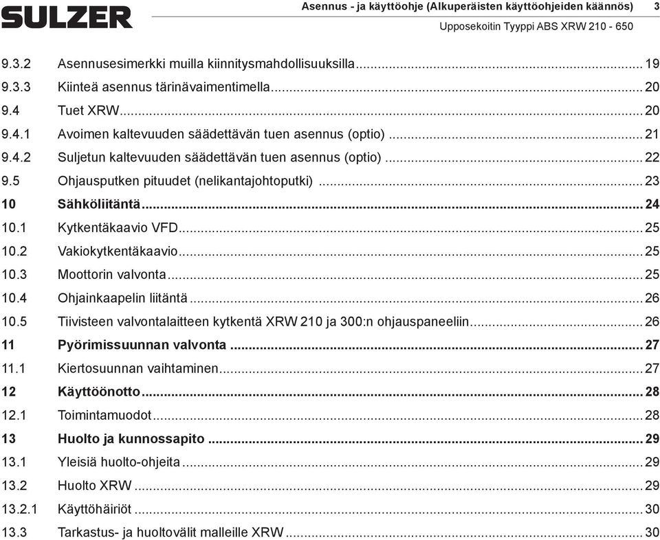 .. 23 10 Sähköliitäntä... 24 10.1 Kytkentäkaavio VFD... 25 10.2 Vakiokytkentäkaavio... 25 10.3 Moottorin valvonta... 25 10.4 Ohjainkaapelin liitäntä... 26 10.