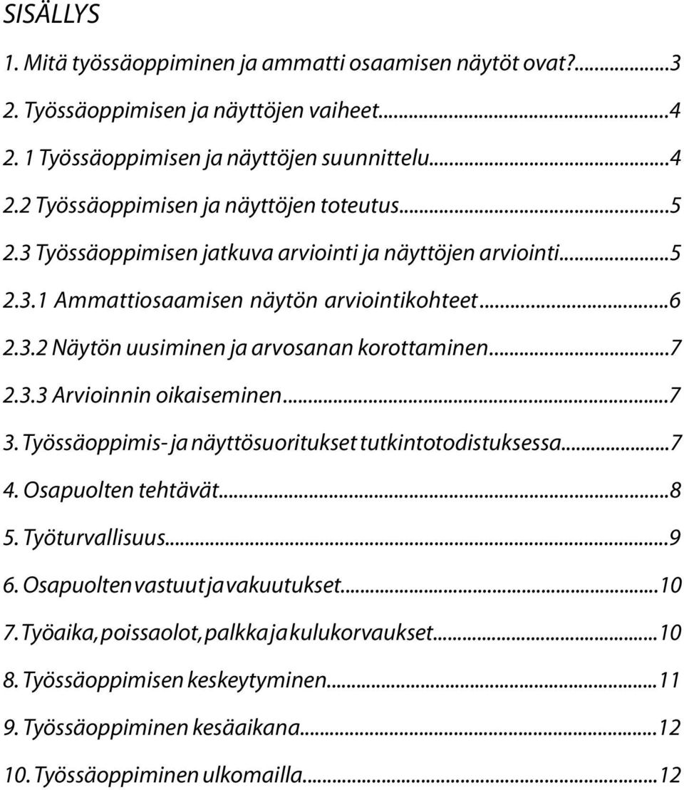 ..7 3. Työssäoppimis- ja näyttösuoritukset tutkintotodistuksessa...7 4. Osapuolten tehtävät...8 5. Työturvallisuus...9 6. Osapuolten vastuut ja vakuutukset...10 7.