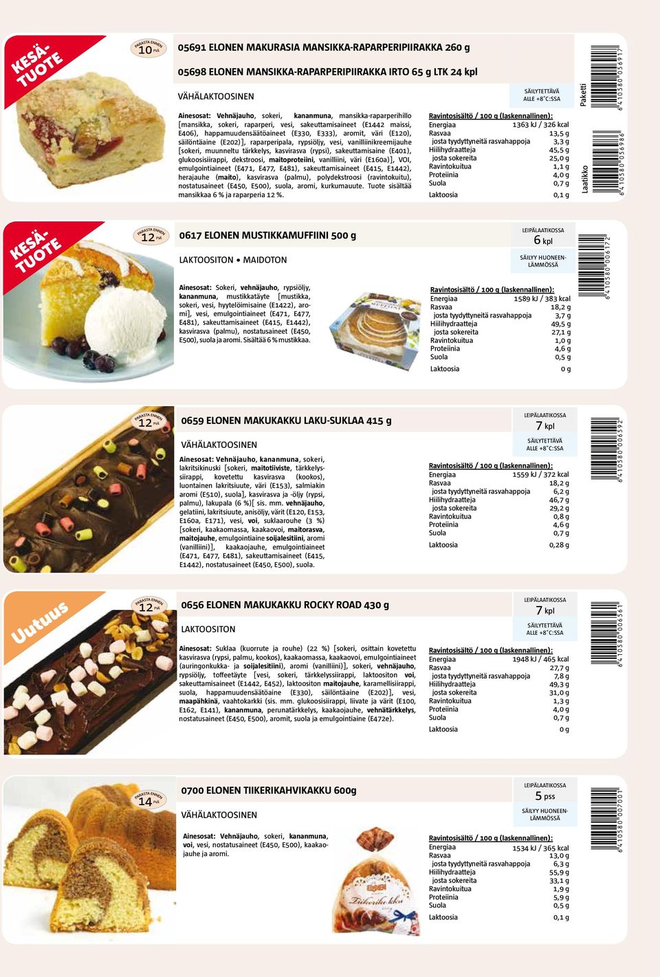 vanilliinikreemijauhe [sokeri, muunneltu tärkkelys, kasvirasva (rypsi), sakeuttamisaine (E401), glukoosisiirappi, dekstroosi, maitoproteiini, vanilliini, väri (E160a)], VOI, emulgointiaineet (E471,