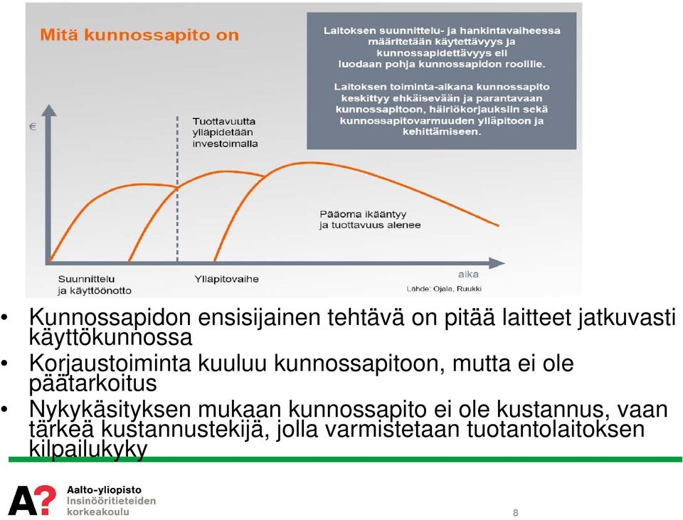 päätarkoitus Nykykäsityksen mukaan kunnossapito ei ole kustannus,