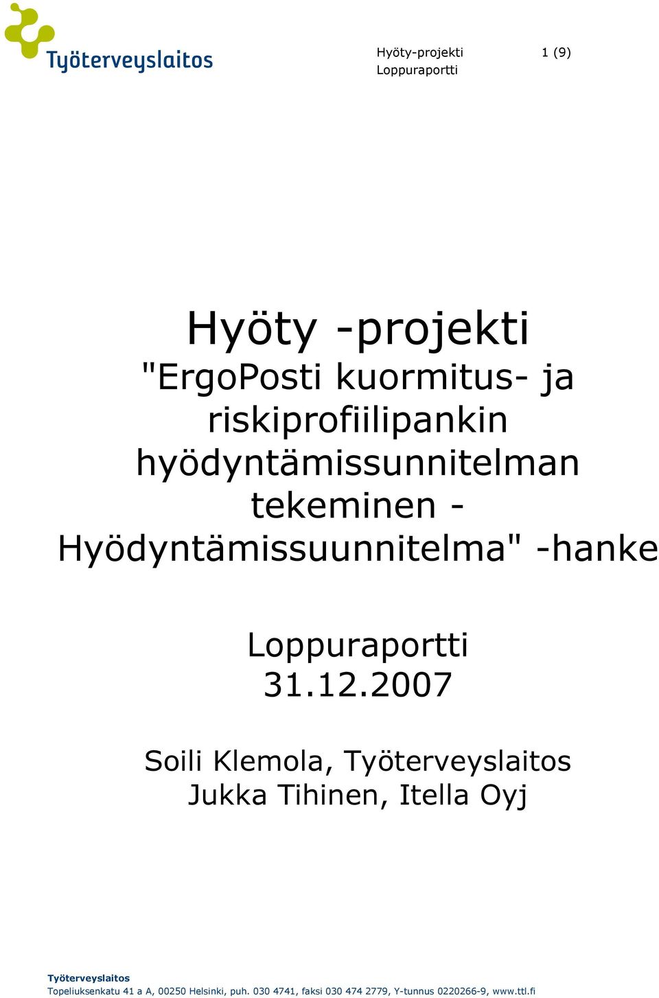 Loppuraportti 31.12.