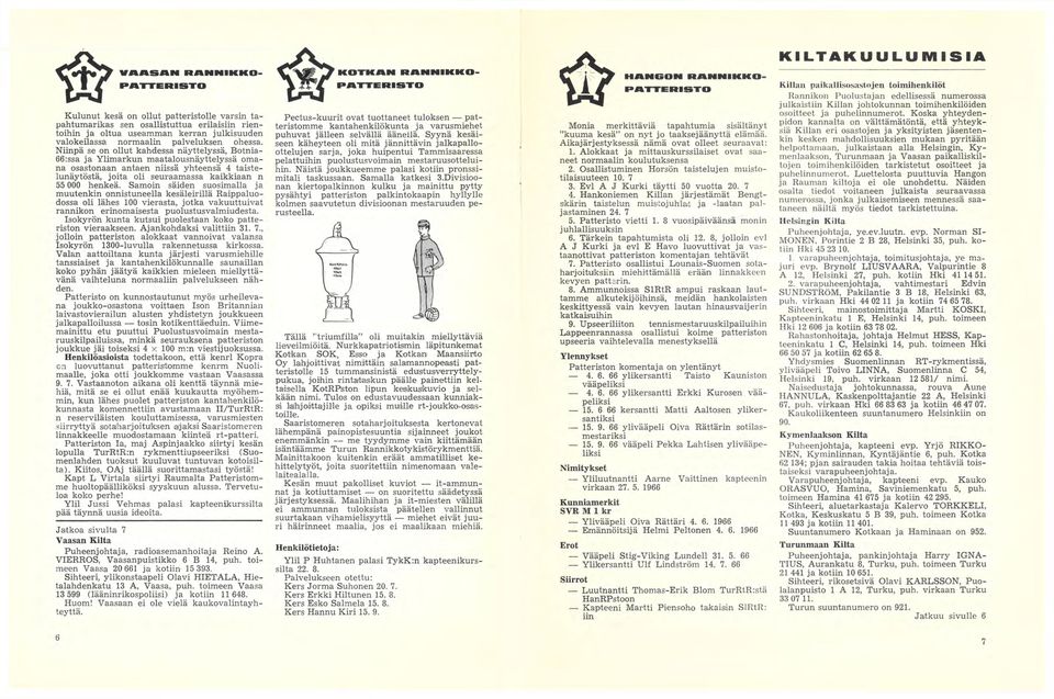 Niinpä se on ollut kahdessa näyttelyssä, Botnia- 66:ssa ja Ylimarkun maatalousnäyttelyssä omana osastonaan antaen niissä yhteensä 4 taistelunäytöstä, joita oli seuraamassa kaikkiaan n 55 000 henkeä.