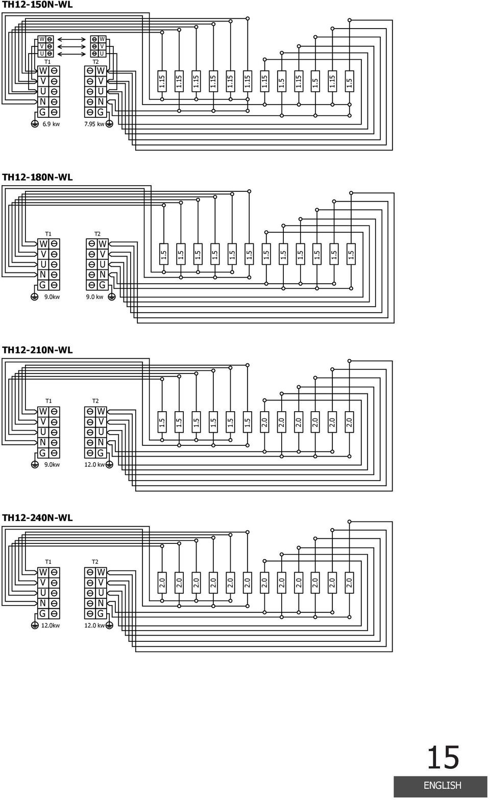 0kw 1 kw T1 T2 TH12-210-L 6.