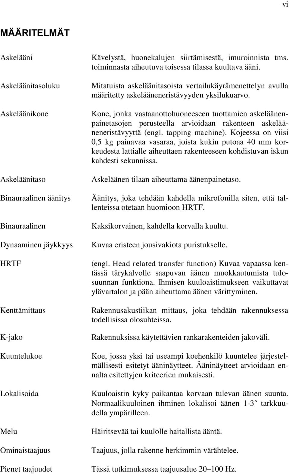 Mitatuista askeläänitasoista vertailukäyrämenettelyn avulla määritetty askelääneneristävyyden yksilukuarvo.