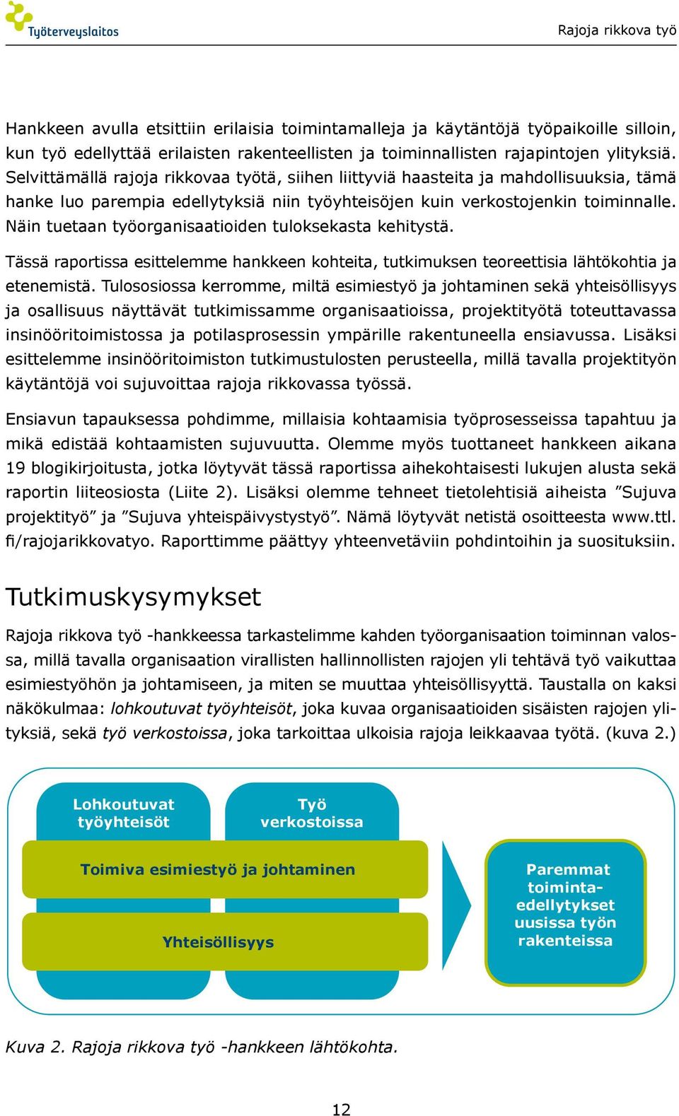 Näin tuetaan työorganisaatioiden tuloksekasta kehitystä. Tässä raportissa esittelemme hankkeen kohteita, tutkimuksen teoreettisia lähtökohtia ja etenemistä.