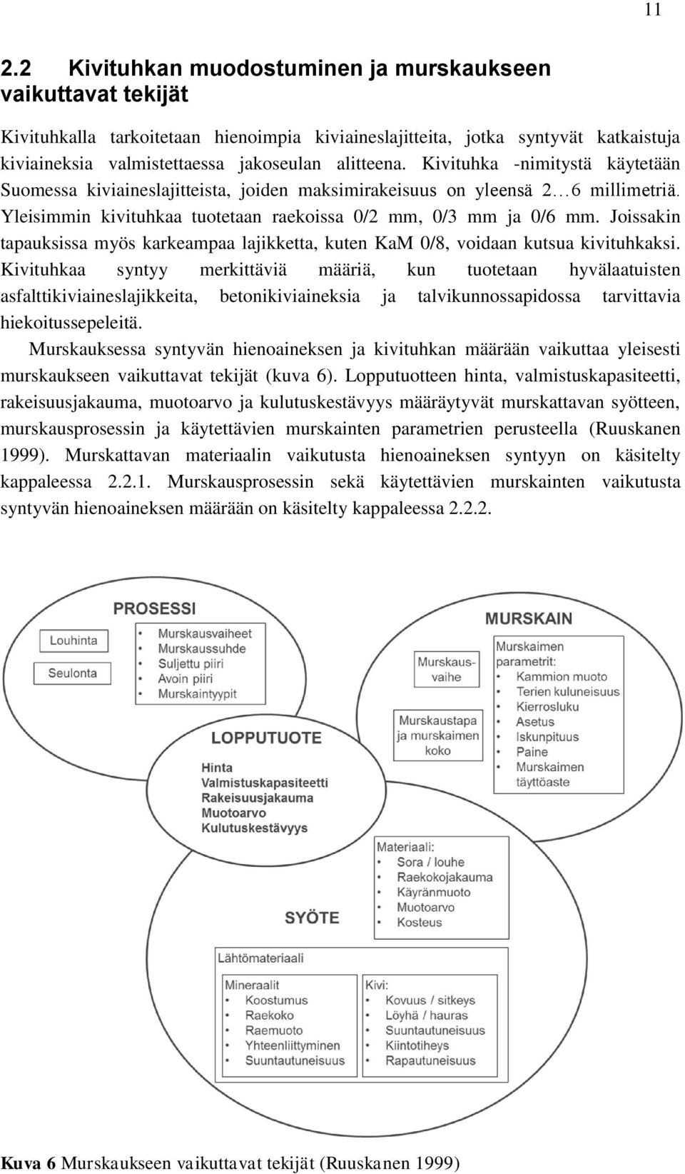 Joissakin tapauksissa myös karkeampaa lajikketta, kuten KaM 0/8, voidaan kutsua kivituhkaksi.