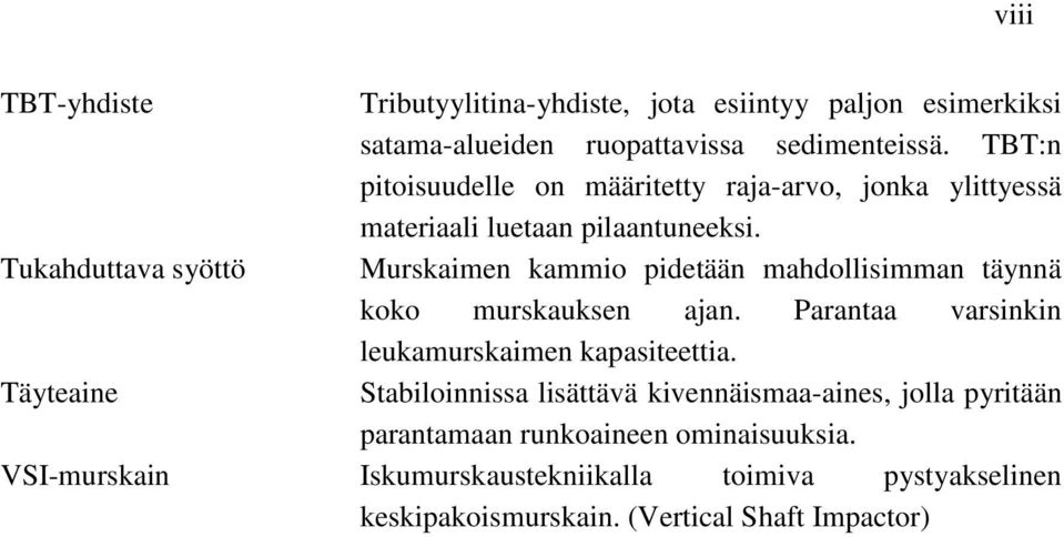 Tukahduttava syöttö Murskaimen kammio pidetään mahdollisimman täynnä koko murskauksen ajan. Parantaa varsinkin leukamurskaimen kapasiteettia.