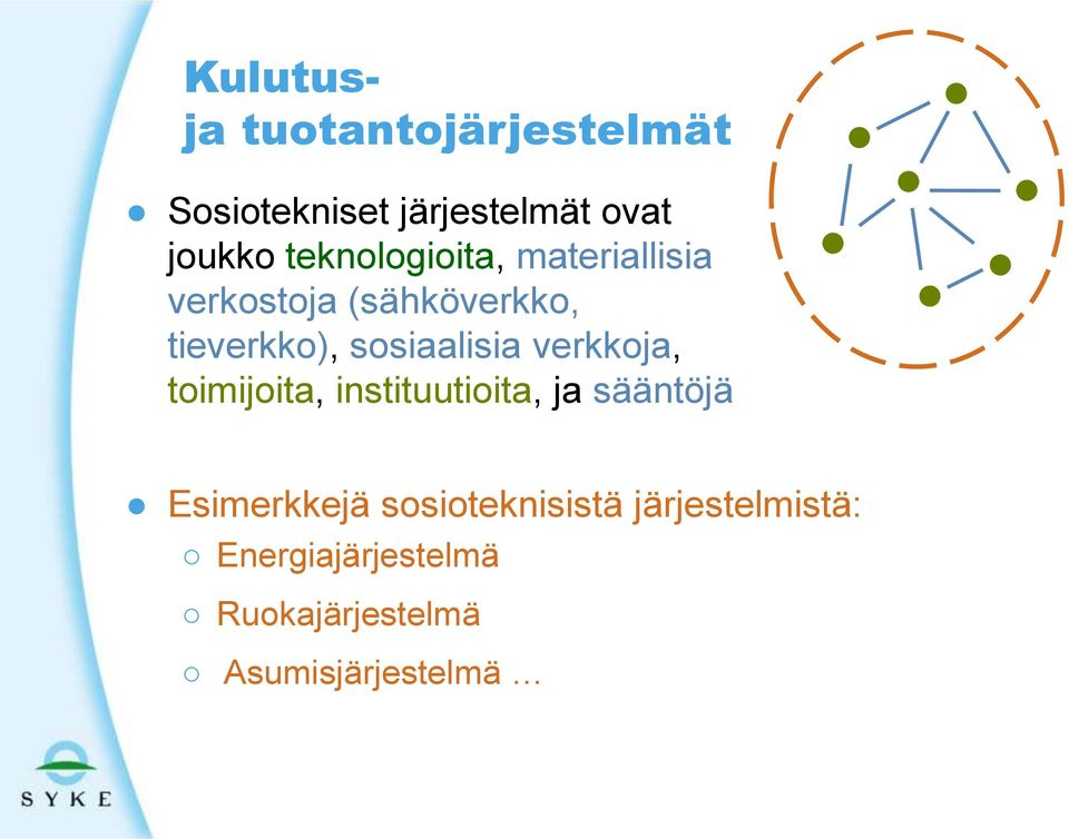 sosiaalisia verkkoja, toimijoita, instituutioita, ja sääntöjä Esimerkkejä