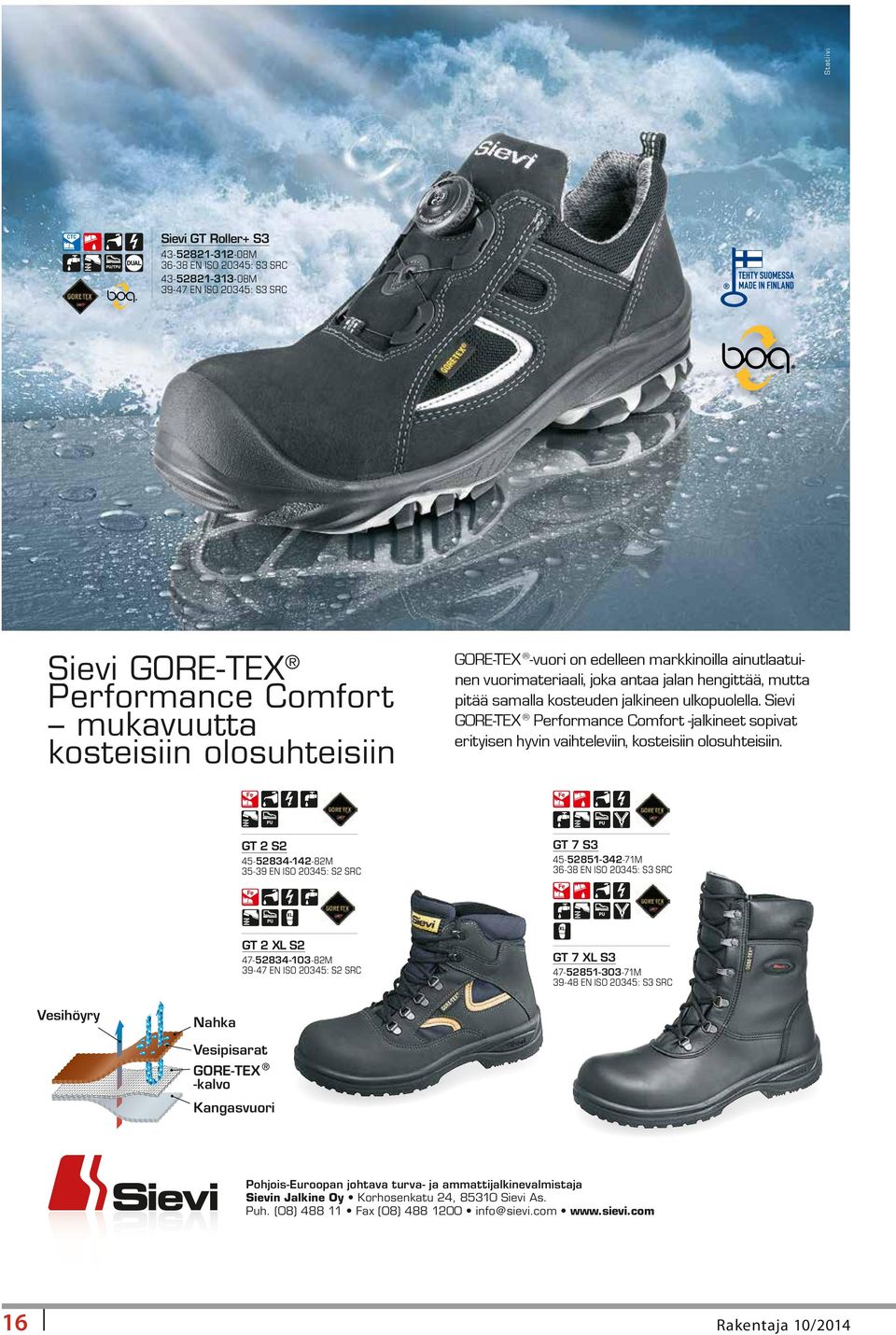 Sievi GORE-TEX Performance Comfort -jalkineet sopivat erityisen hyvin vaihteleviin, kosteisiin olosuhteisiin.