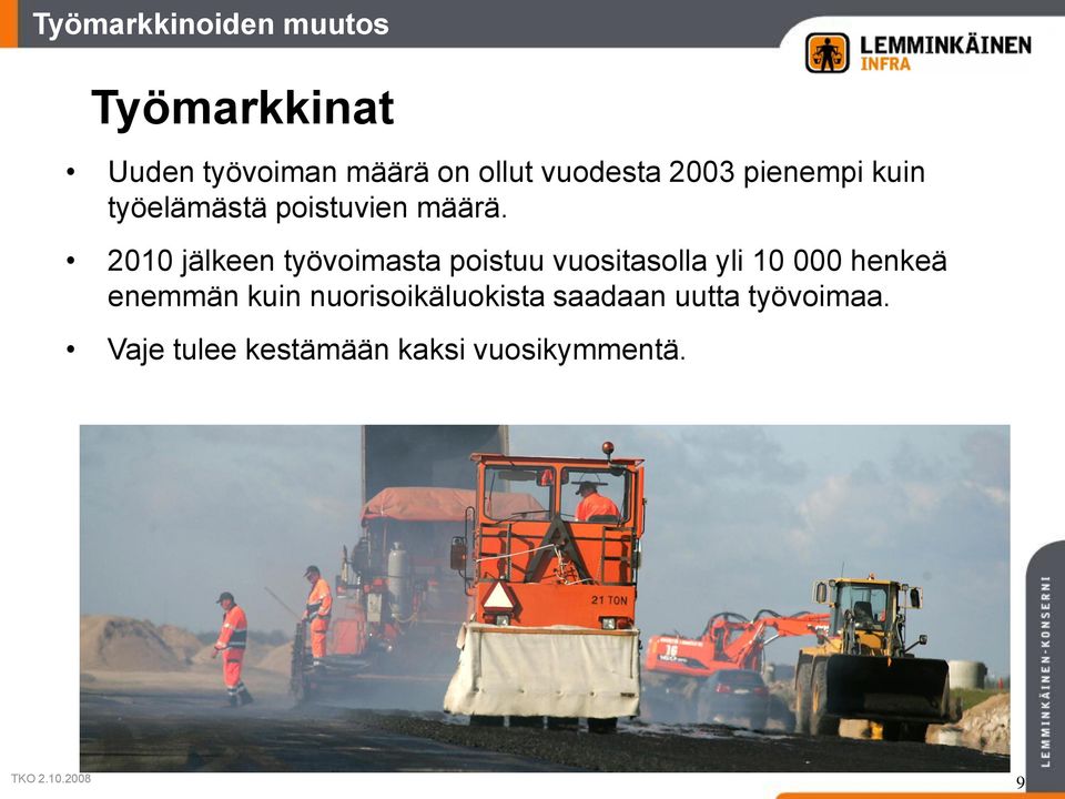 2010 jälkeen työvoimasta poistuu vuositasolla yli 10 000 henkeä enemmän