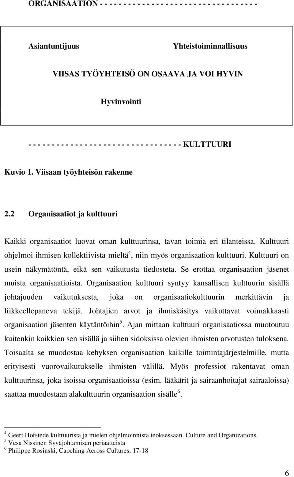 Kulttuuri ohjelmoi ihmisen kollektiivista mieltä 4, niin myös organisaation kulttuuri. Kulttuuri on usein näkymätöntä, eikä sen vaikutusta tiedosteta.