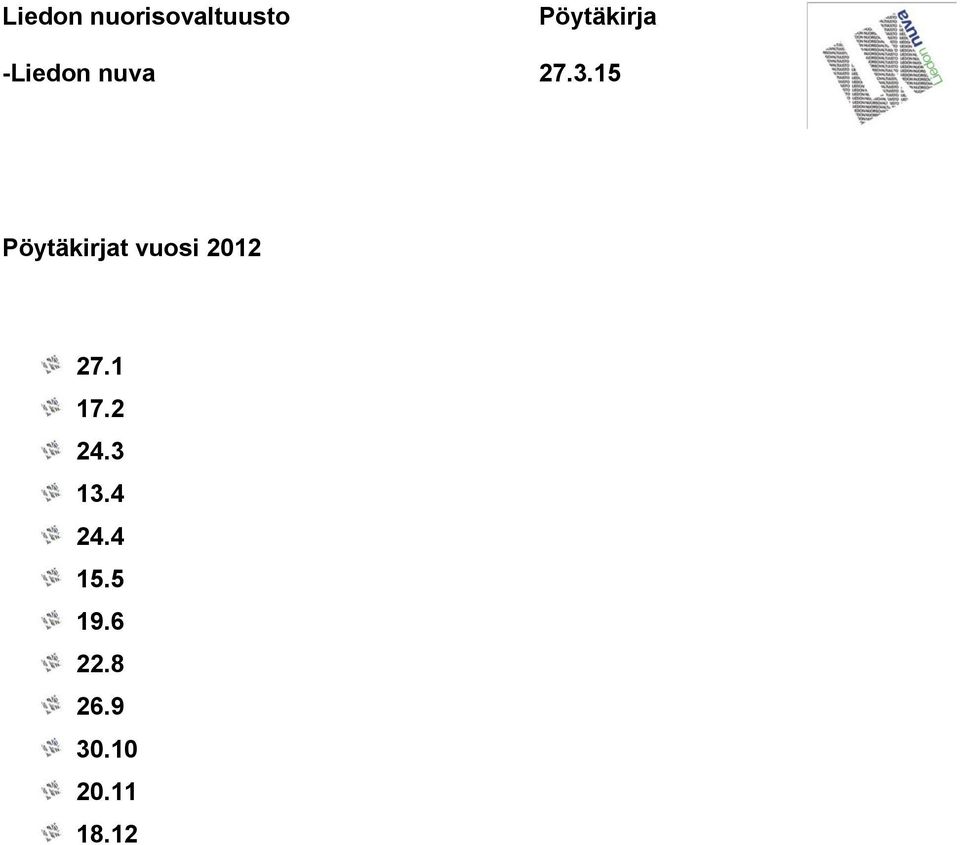 15 Pöytäkirjat vuosi 2012 27.1 17.