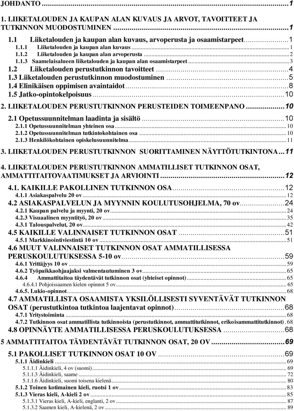 4 Elinikäisen oppimisen avaintaidot... 8 1.5 Jatko-opintokelpoisuus... 10 2. LIIKETALOUDEN PERUSTUTKINNON PERUSTEIDEN TOIMEENPANO... 10 2.1 Opetussuunnitelman laadinta ja sisältö... 10 2.1.1 Opetussuunnitelman yhteinen osa.