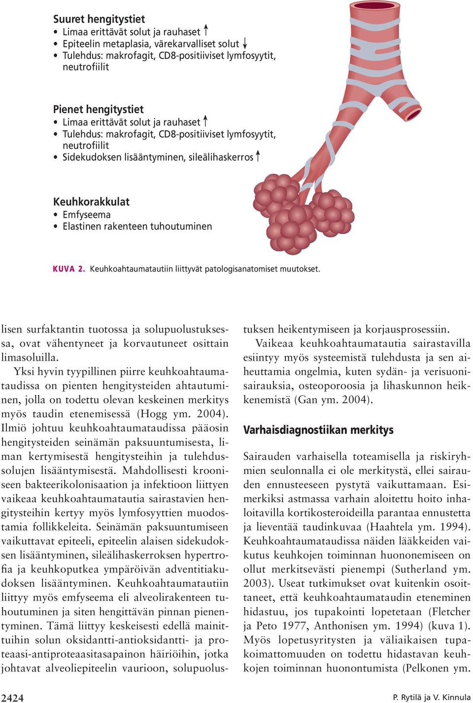 Keuhkoahtaumatautiin liittyvät patologisanatomiset muutokset. lisen surfaktantin tuotossa ja solupuolustuksessa, ovat vähentyneet ja korvautuneet osittain lima soluilla.