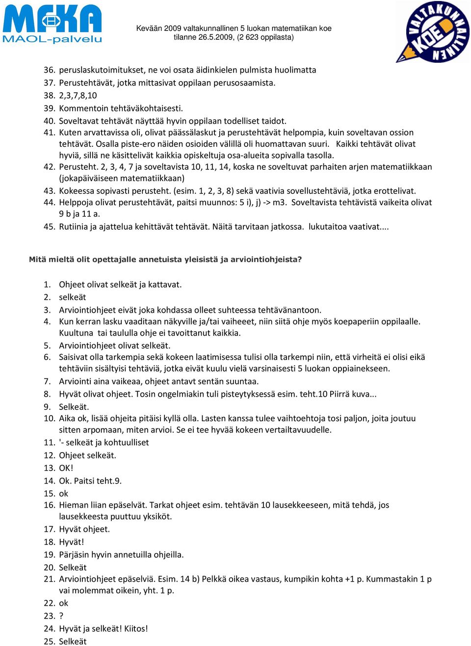 Osalla piste-ero näiden osioiden välillä oli huomattavan suuri. Kaikki tehtävät olivat hyviä, sillä ne käsittelivät kaikkia opiskeltuja osa-alueita sopivalla tasolla. 42. Perusteht.