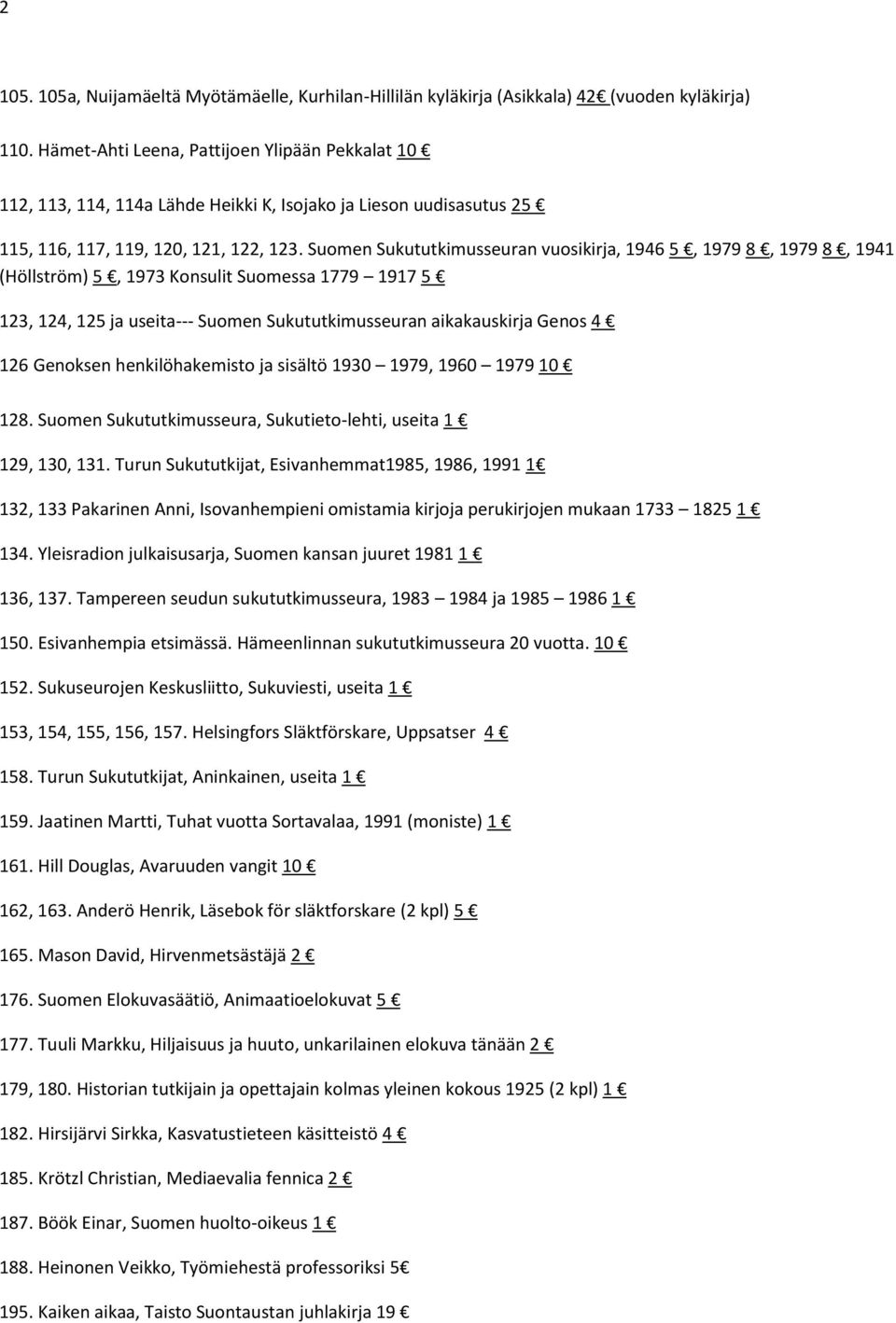 Suomen Sukututkimusseuran vuosikirja, 1946 5, 1979 8, 1979 8, 1941 (Höllström) 5, 1973 Konsulit Suomessa 1779 1917 5 123, 124, 125 ja useita--- Suomen Sukututkimusseuran aikakauskirja Genos 4 126