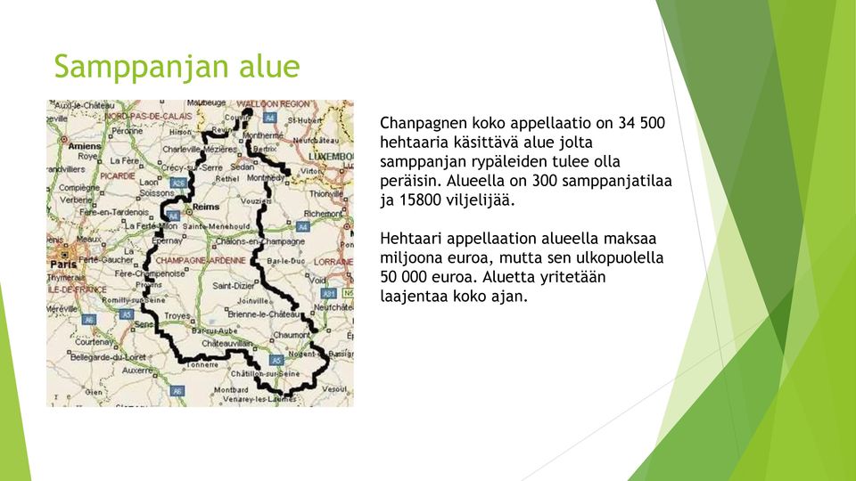 Alueella on 300 samppanjatilaa ja 15800 viljelijää.