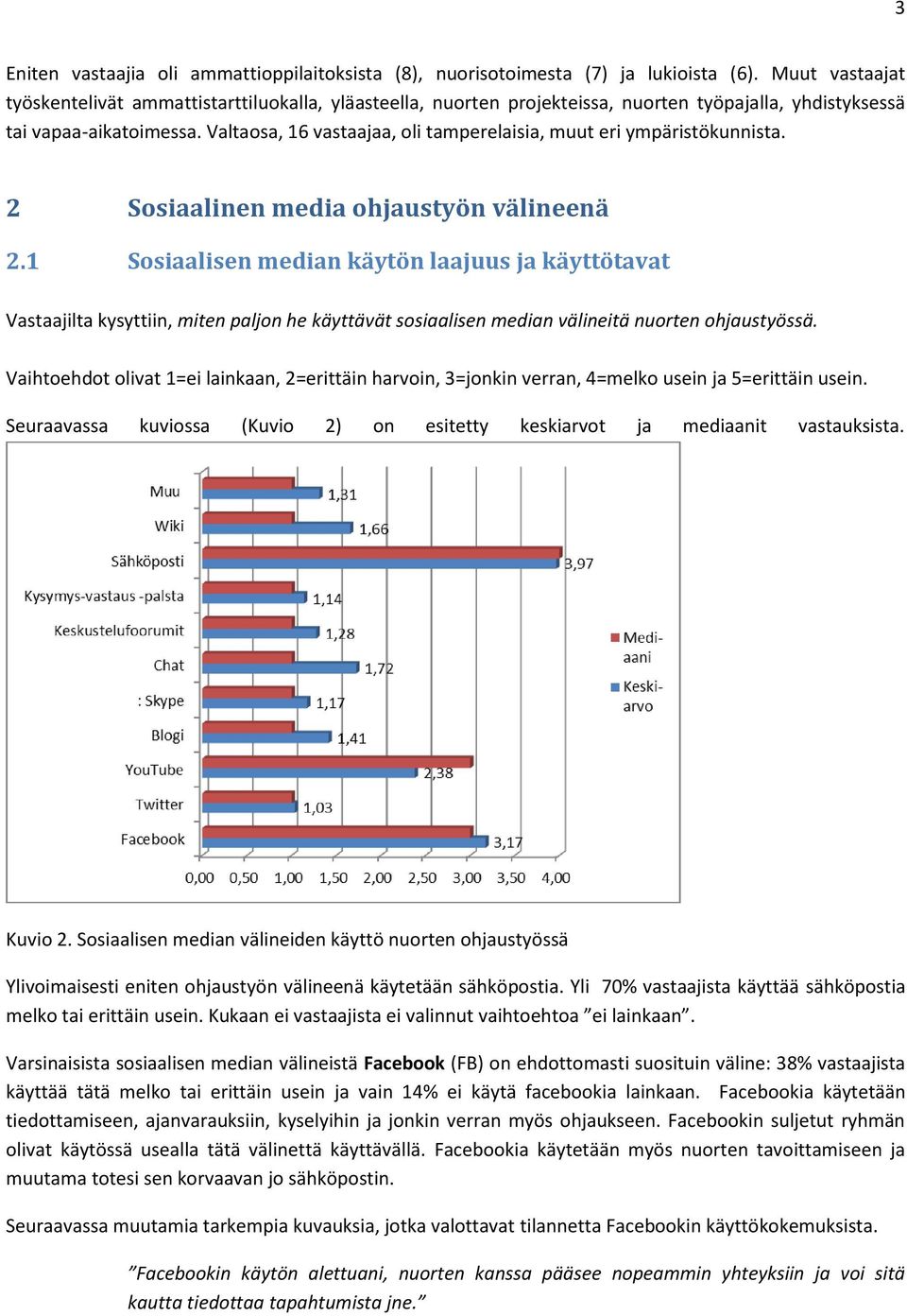 Valtaosa, 16 vastaajaa, oli tamperelaisia, muut eri ympäristökunnista. 2 Sosiaalinen media ohjaustyön välineenä 2.