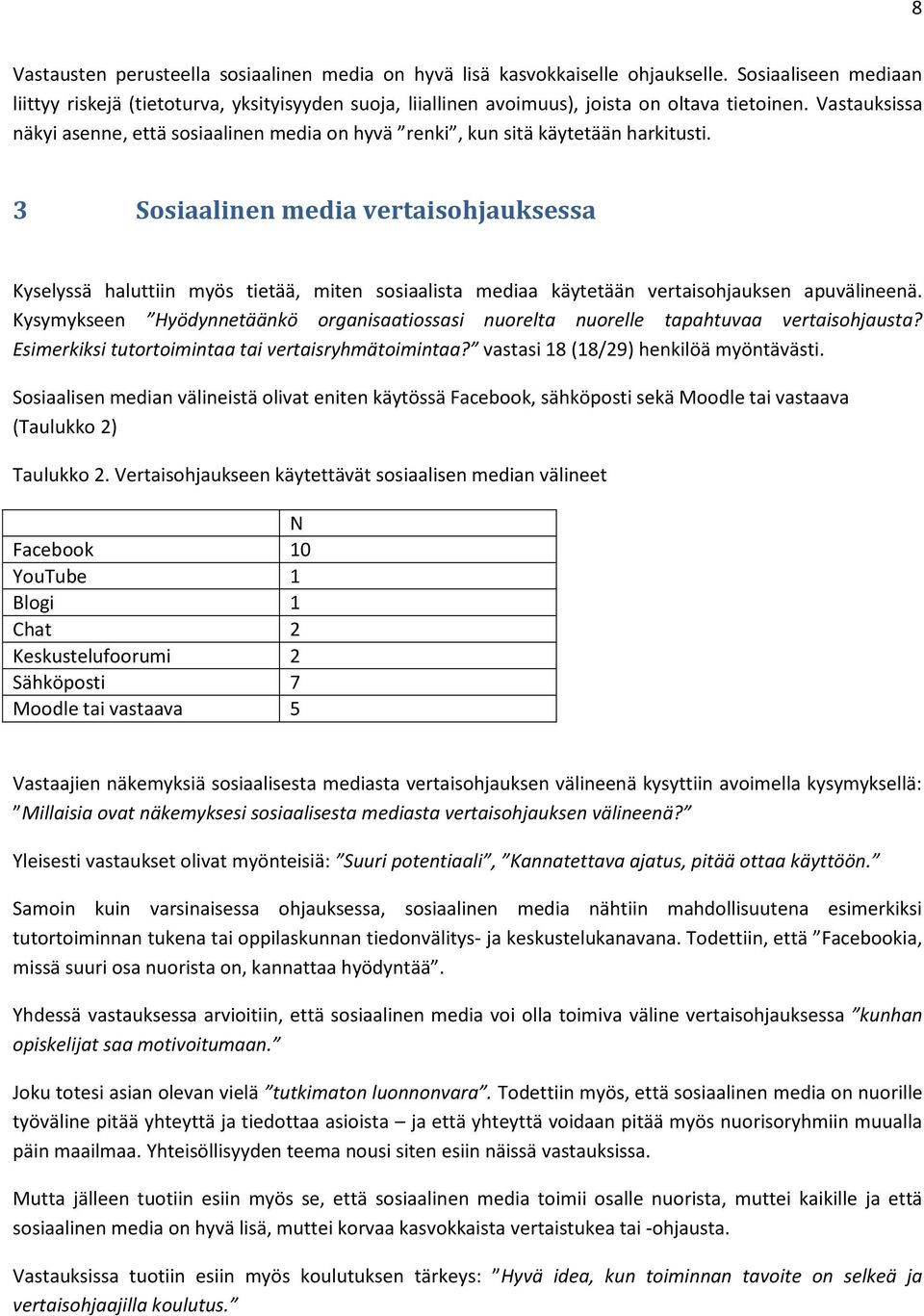 Vastauksissa näkyi asenne, että sosiaalinen media on hyvä renki, kun sitä käytetään harkitusti.