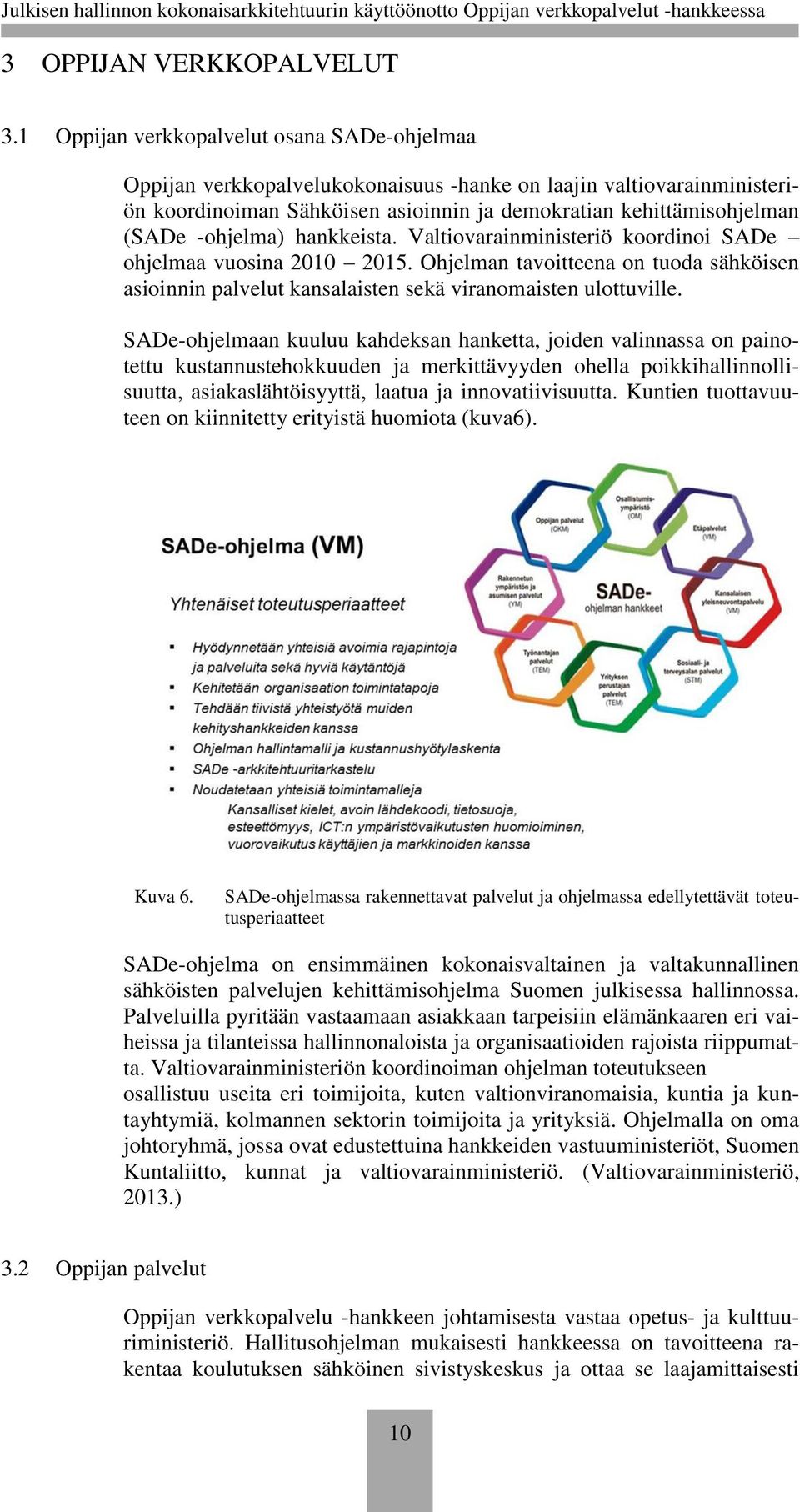 -ohjelma) hankkeista. Valtiovarainministeriö koordinoi SADe ohjelmaa vuosina 2010 2015. Ohjelman tavoitteena on tuoda sähköisen asioinnin palvelut kansalaisten sekä viranomaisten ulottuville.