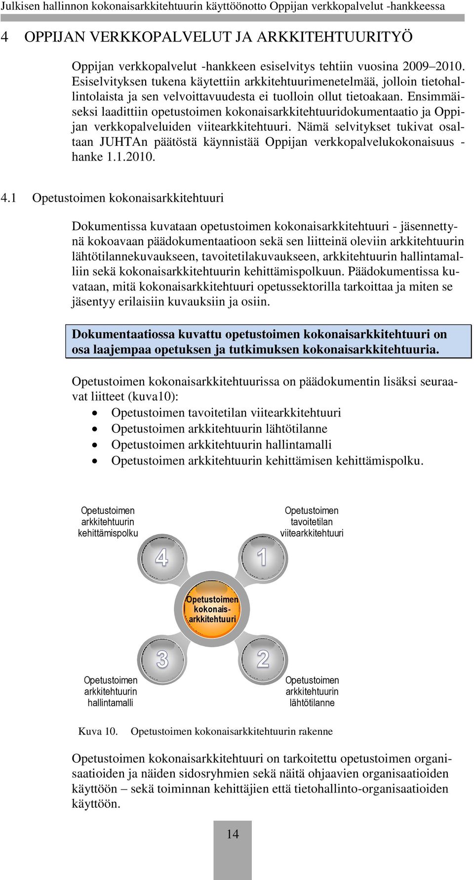 Ensimmäiseksi laadittiin opetustoimen kokonaisarkkitehtuuridokumentaatio ja Oppijan verkkopalveluiden viitearkkitehtuuri.