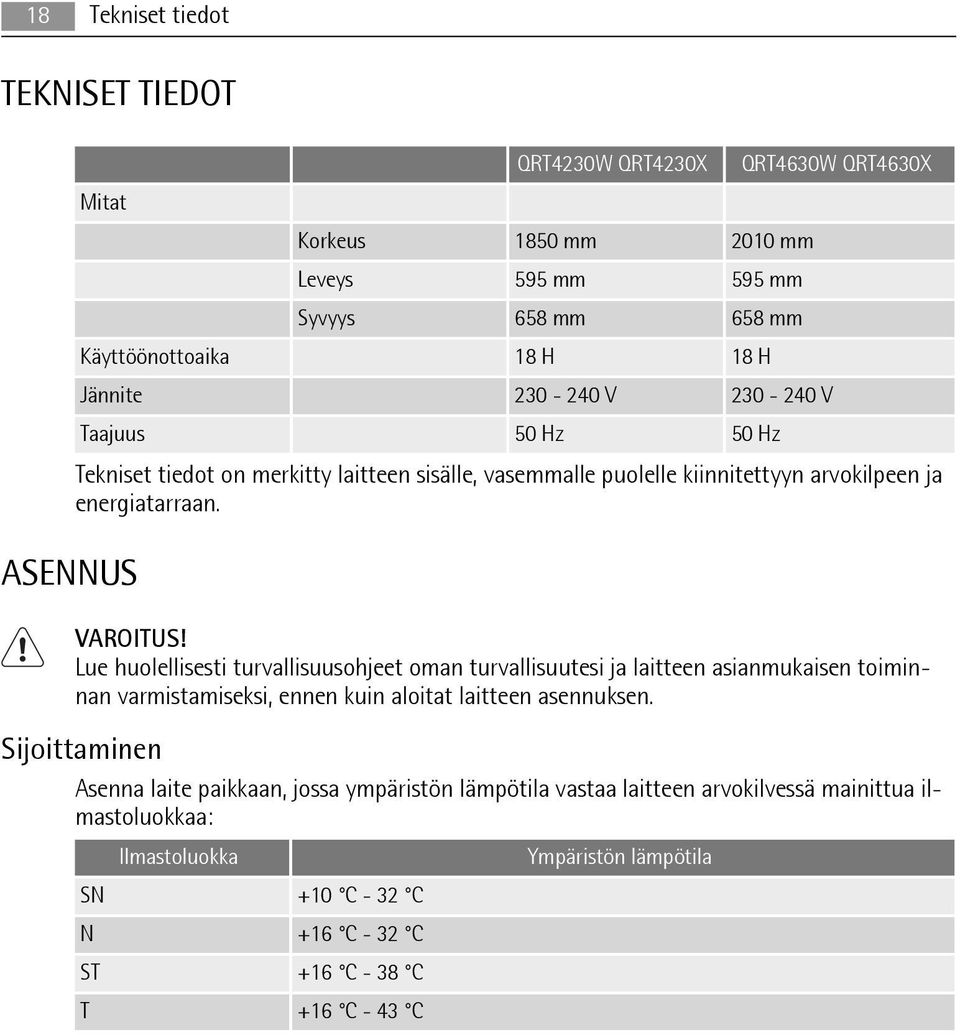 Lue huolellisesti turvallisuusohjeet oman turvallisuutesi ja laitteen asianmukaisen toiminnan varmistamiseksi, ennen kuin aloitat laitteen asennuksen.