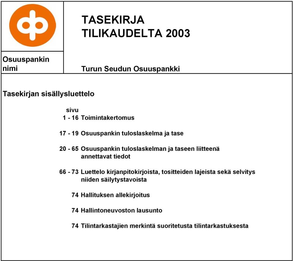 annettavat tiedot 66-73 Luettelo kirjanpitokirjoista, tositteiden lajeista sekä selvitys niiden säilytystavoista