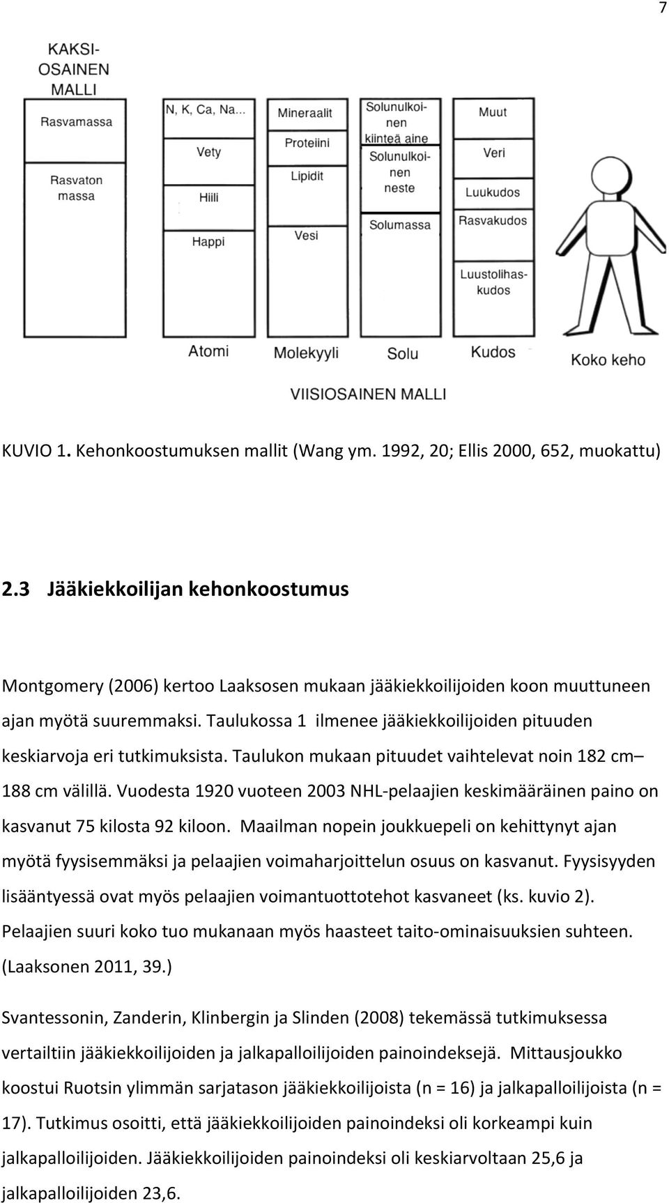 Taulukossa 1 ilmenee jääkiekkoilijoiden pituuden keskiarvoja eri tutkimuksista. Taulukon mukaan pituudet vaihtelevat noin 182 cm 188 cm välillä.