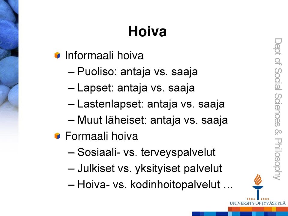 saaja Muut läheiset: antaja vs.