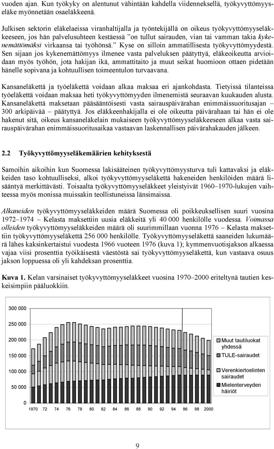 virkaansa tai työhönsä. Kyse on silloin ammatillisesta työkyvyttömyydestä.