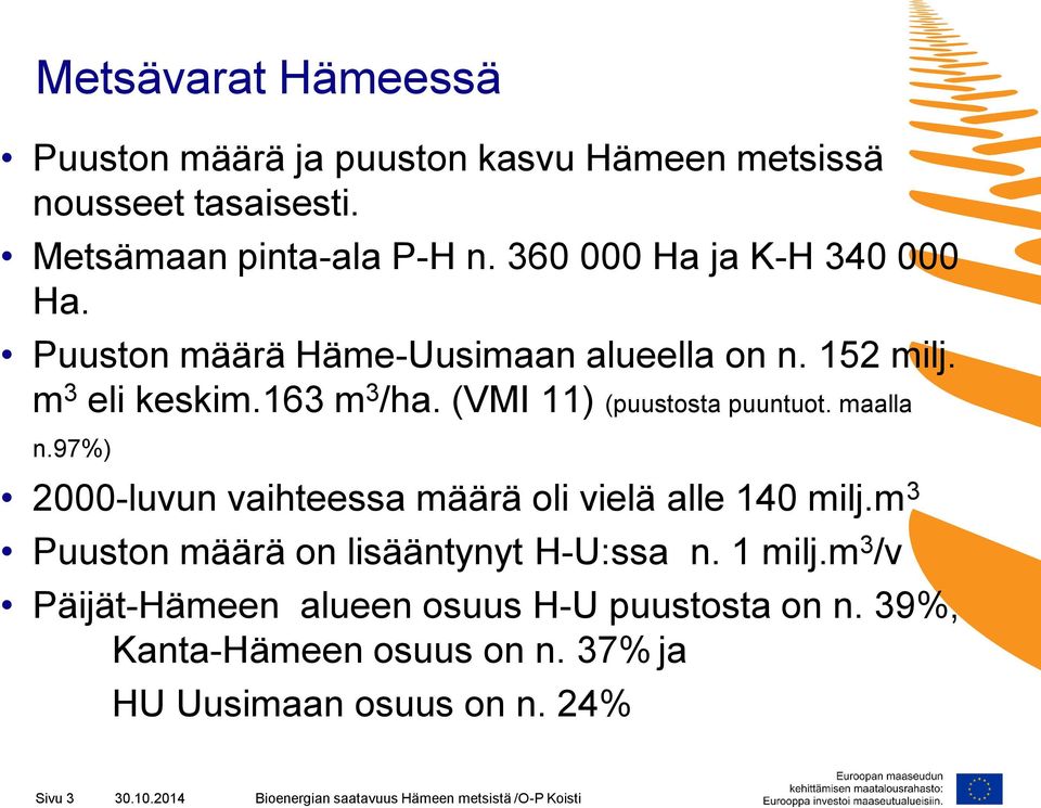 (VMI 11) (puustosta puuntuot. maalla n.97%) 2000-luvun vaihteessa määrä oli vielä alle 140 milj.